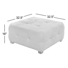 Cocktail Ottoman, Square, Orange Boucle with Black Wood Legs