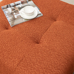Cocktail Ottoman, Square, Orange Boucle with Black Wood Legs