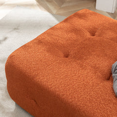 Cocktail Ottoman, Square, Orange Boucle with Black Wood Legs