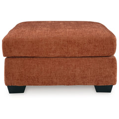 Cocktail Ottoman, Square Polyester, Orange, Black Plastic Legs