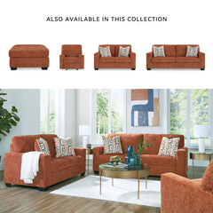 Cocktail Ottoman, Square Polyester, Orange, Black Plastic Legs