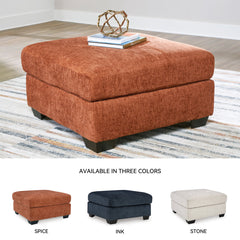 Cocktail Ottoman, Square Polyester, Orange, Black Plastic Legs