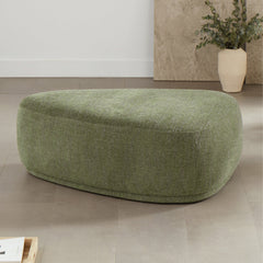 Cocktail Ottoman with Boucle Upholstery and Wood Frame