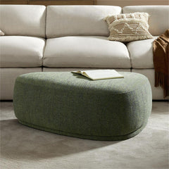 Cocktail Ottoman with Boucle Upholstery and Wood Frame