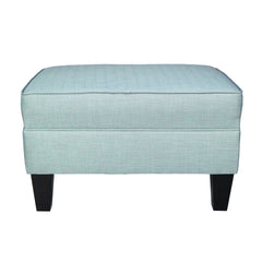 Cocktail Ottoman with Sea Mist Upholstery and Espresso Wood Legs