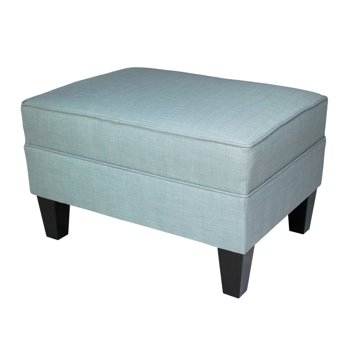 Cocktail Ottoman with Sea Mist Upholstery and Espresso Wood Legs