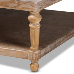 Cocktail Ottoman with Storage, Beige Linen Tufted Upholstery