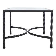 Cocktail Table, 40 in Rectangular, Clear Glass Top with Black Metal Base