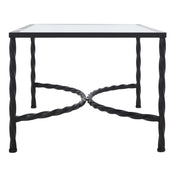 Cocktail Table, 40 in Rectangular, Clear Glass Top with Black Metal Base