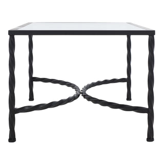 Cocktail Table, 40 in Rectangular, Clear Glass Top with Black Metal Base