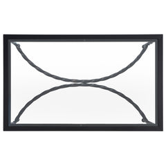 Cocktail Table, 40 in Rectangular, Clear Glass Top with Black Metal Base