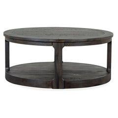 Cocktail Table, 40 in Round, Black with Storage Shelf