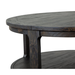 Cocktail Table, 40 in Round, Black with Storage Shelf