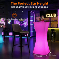 Cocktail Table, Slim LED with Purple and Blue Top