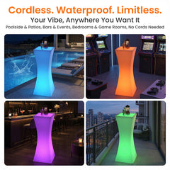 Cocktail Table, Slim LED with Purple and Blue Top