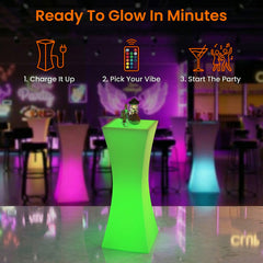Cocktail Table, Slim LED with Purple and Blue Top