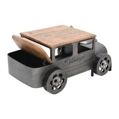 Cocktail Table, Solid Mango Wood, Brown Top, Black Base
