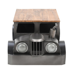 Cocktail Table, Solid Mango Wood, Brown Top, Black Base