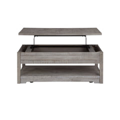 Cocktail Table, Solid Pine in Gray with Lift-Top Storage