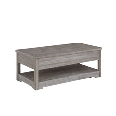Cocktail Table, Solid Pine in Gray with Lift-Top Storage