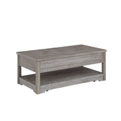 Cocktail Table, Solid Pine in Gray with Lift-Top Storage