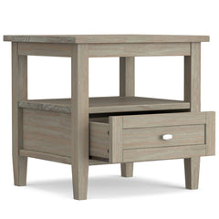 Coffee and End Table Set, Solid Wood in Distressed Gray Finish
