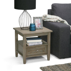 Coffee and End Table Set, Solid Wood in Distressed Gray Finish