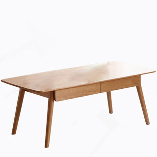 Coffee Table, 2 Drawers, Solid Oak, Oak Color