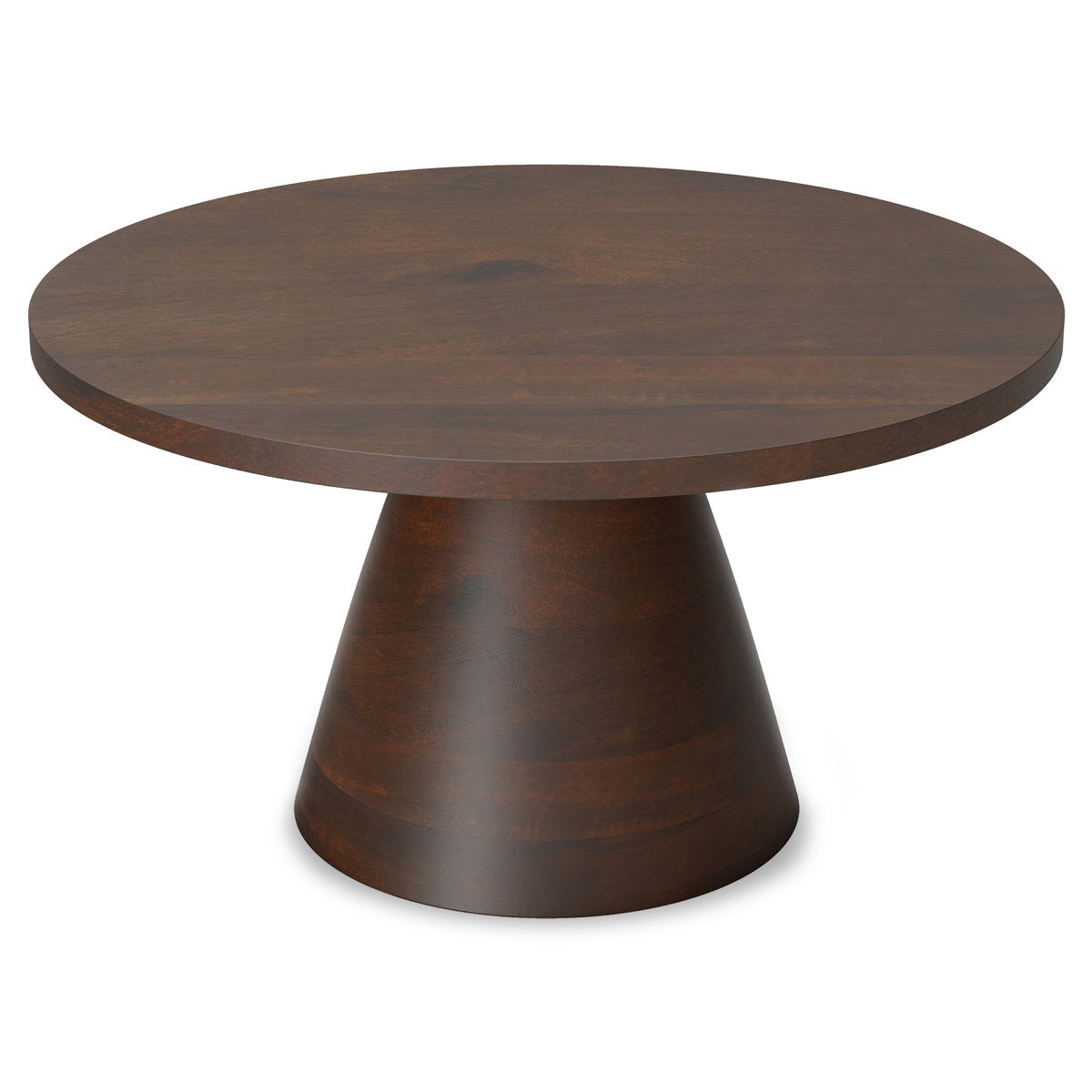 Coffee Table, 30 Inch Round, Walnut Finish with Solid Acacia Wood
