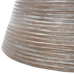 Coffee Table, 31.5 In Round Pedestal, Gray White Wash Wicker and Rattan
