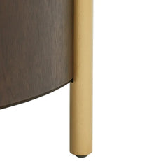 Coffee Table, 32 in Round, Dark Oak with Gold Legs