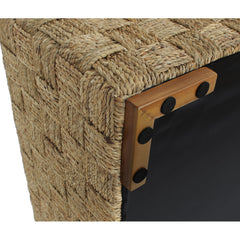 Coffee Table, 33 in Square, Beige Wicker Rattan with Four Legs
