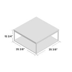 Coffee Table, 35.4 in Square, White Top with Chrome Base