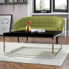 Coffee Table, 35.4 in Square, White Top with Chrome Base