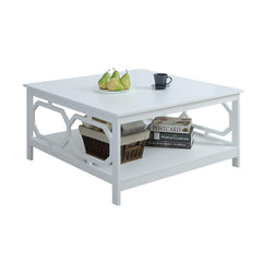 Coffee Table, 35.5-Inch Square, White with Storage