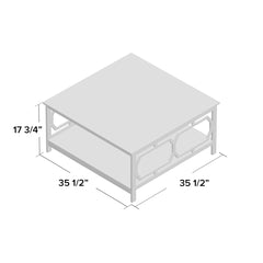 Coffee Table, 35.5-Inch Square, White with Storage