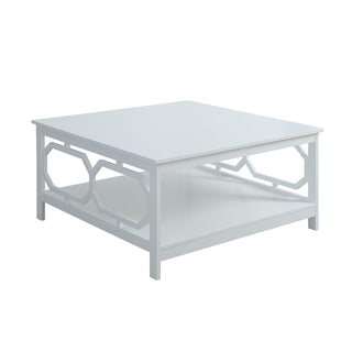 Coffee Table, 35.5-Inch Square, White with Storage