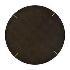 Coffee Table, 36 In Round, Brown Faux Shagreen Top, Gold Metal Base