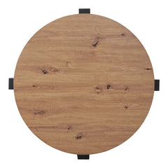 Coffee Table, 36 in Round, Natural Wood Top with Black Iron Legs