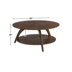 Coffee Table, 36 in Round with Lower Shelf