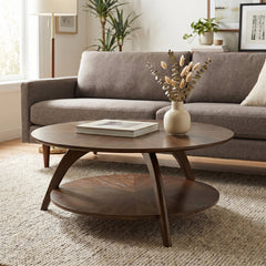 Coffee Table, 36 in Round with Lower Shelf