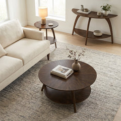 Coffee Table, 36 in Round with Lower Shelf