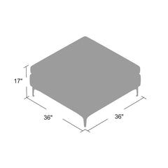 Coffee Table, 36 in Square, Navy Fabric Top with Brass Iron Base