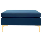 Coffee Table, 36 in Square, Navy Fabric Top with Brass Iron Base