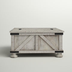 Coffee Table, 36 in Square with Lift-Up Storage, White Top and Gray Base