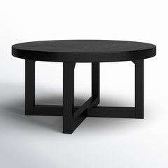 Coffee Table, 36 Inch Round Wood with X-Frame Base, Black