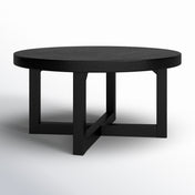 Coffee Table, 36 Inch Round Wood with X-Frame Base, Black