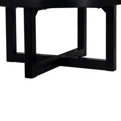 Coffee Table, 36 Inch Round Wood with X-Frame Base, Black