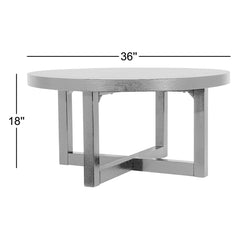 Coffee Table, 36 Inch Round Wood with X-Frame Base, Black