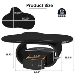 Coffee Table, 39.37 x 27.55 in, Cloud Top with Black Base